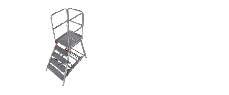 Zur Kategorie Nr. 51503 Mobile Podesttreppe 1-seitig begehbar m. Zentralfeststellung wechseln