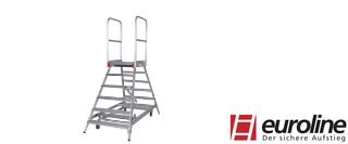 Zur Kategorie Nr. 51603 Mobile Podesttreppe 2-seitig begehbar m. Zentralfeststellung wechseln