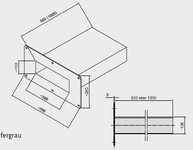 Wasserspeier SF eckig m.Flansch