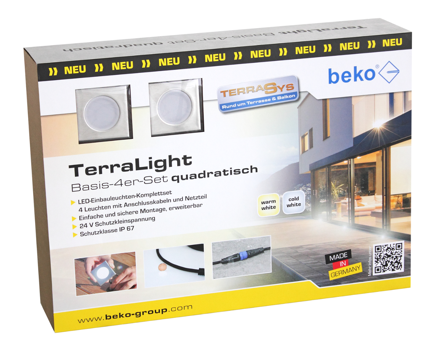 TerraLight Basis 4er-Set eckig