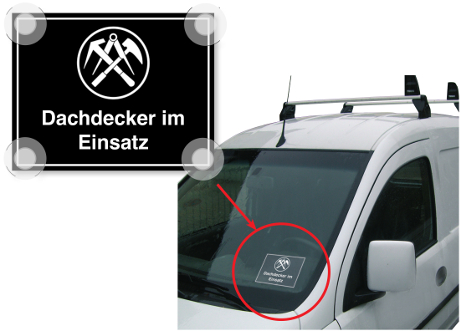 Schild ''Dachdecker im Einsatz''