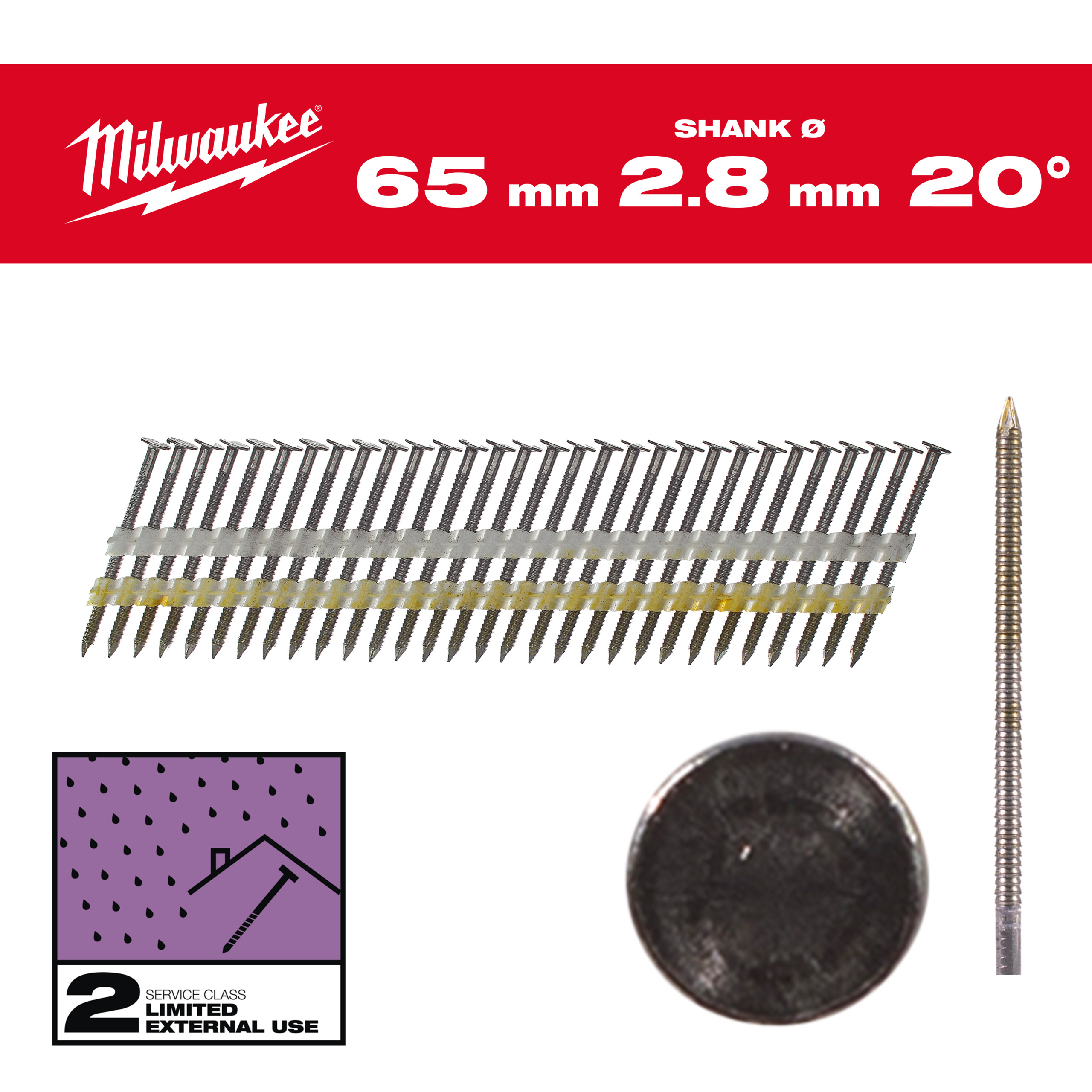 Rundkopf-Streifennägel 20°