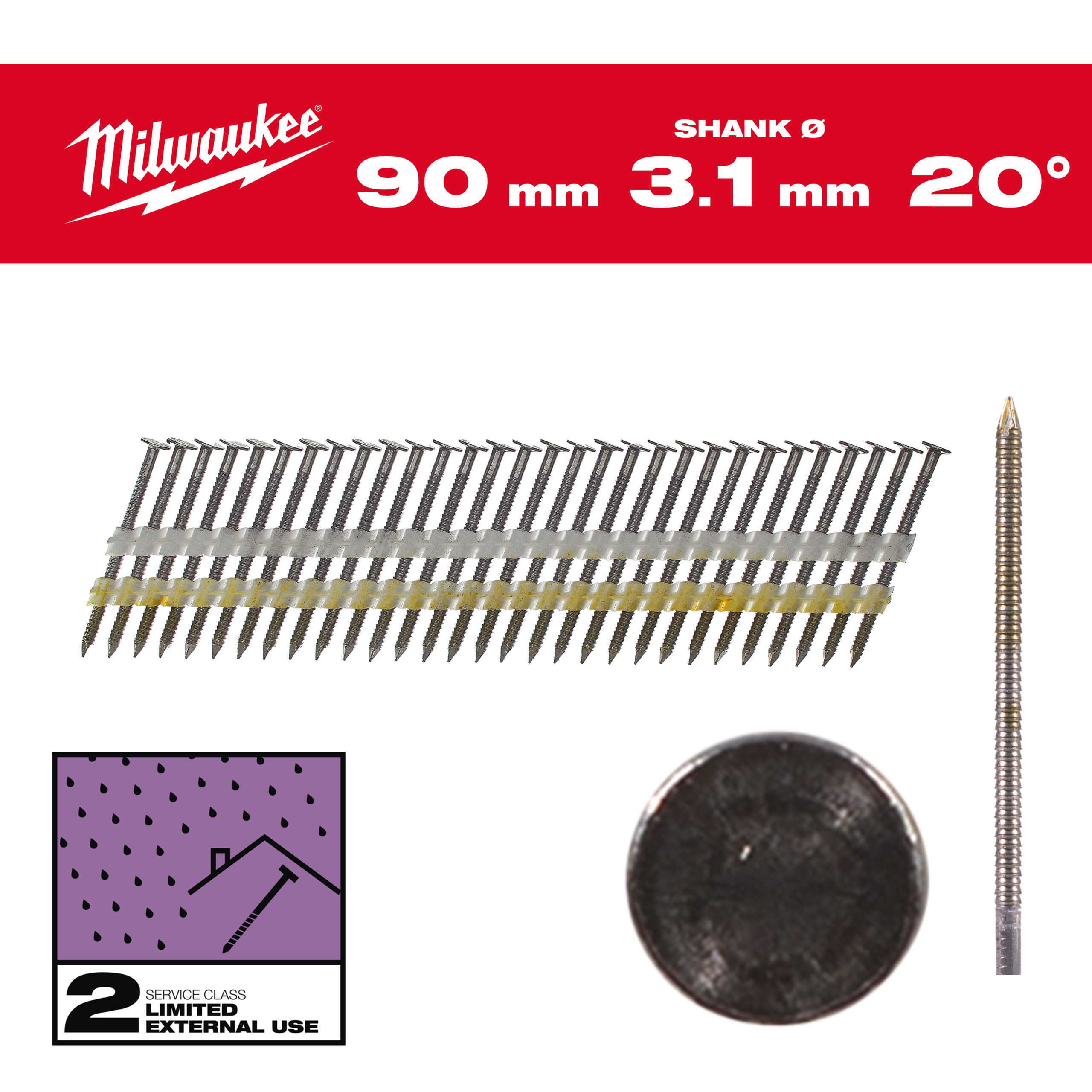 Rundkopf-Streifennägel 20°
