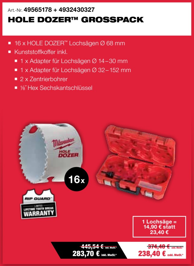 HOLE DOZER Lochsäge Bi-Met.