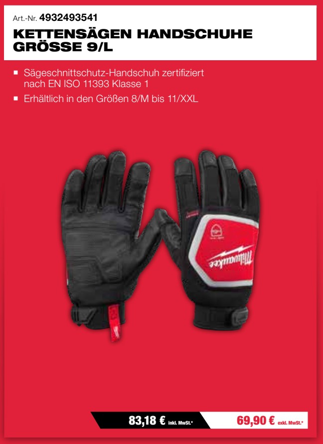 Kettensägen Schutzhandschuh