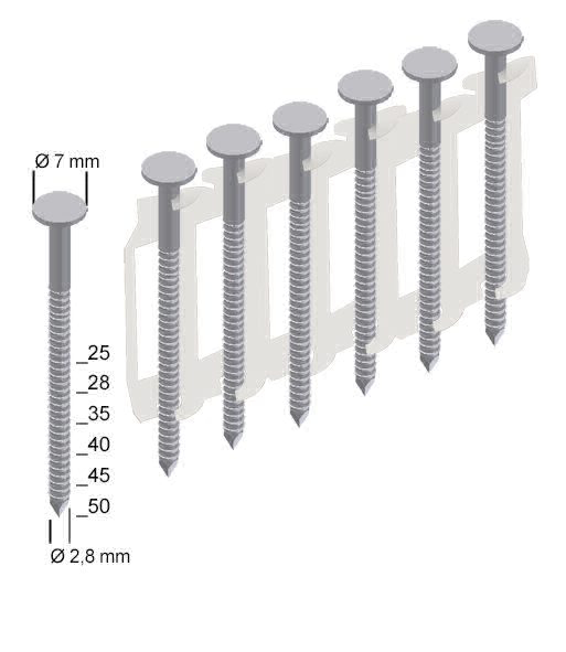 Haftennägel 16° Rundkopf