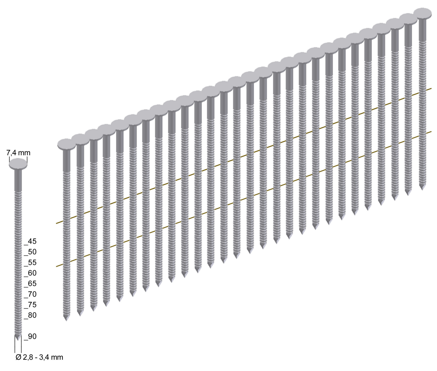 Coilnägel 16° Rundkopf