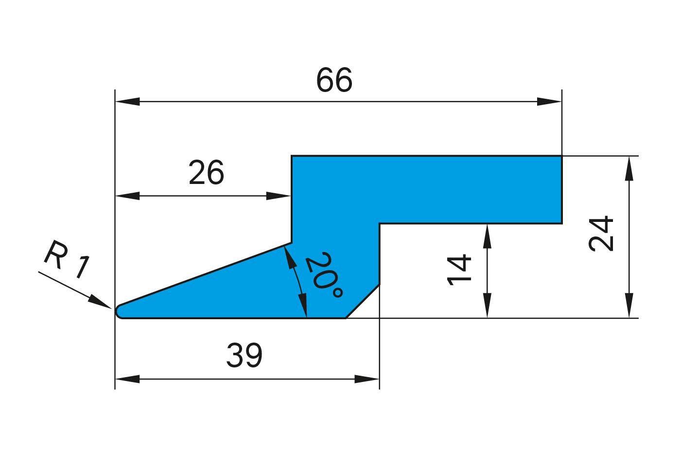 Scharfschiene 20°