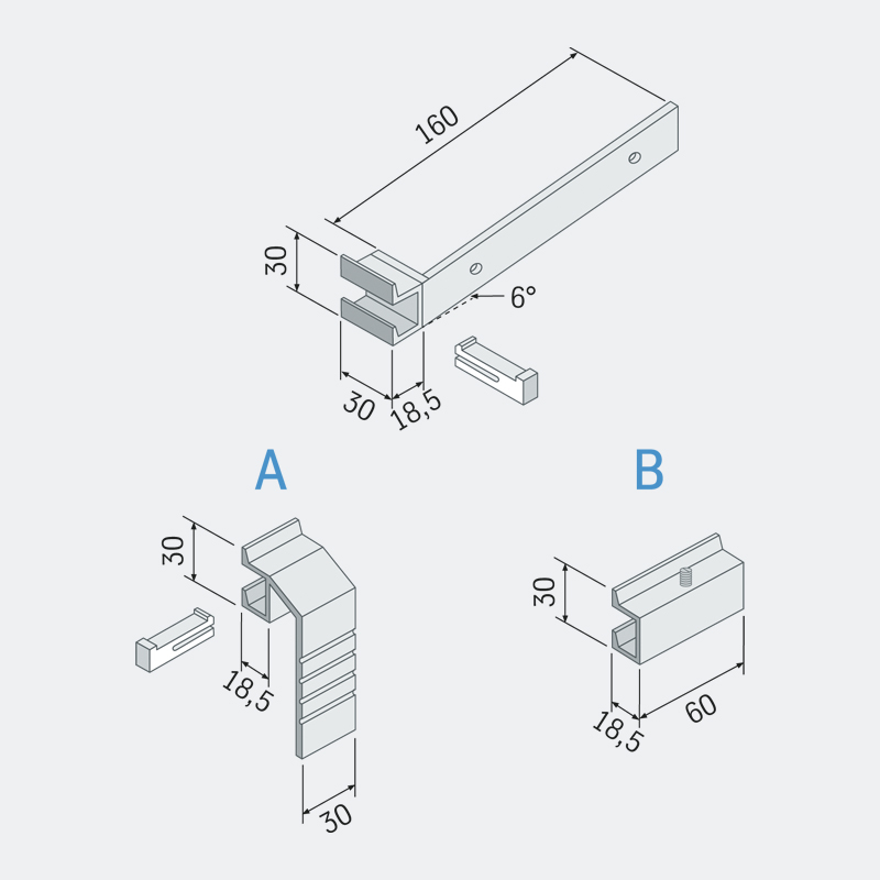ALWO Alu Kastenrinnen-Halter