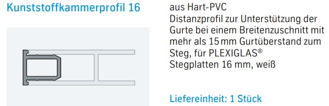 Kunststoffkammerprofil 16